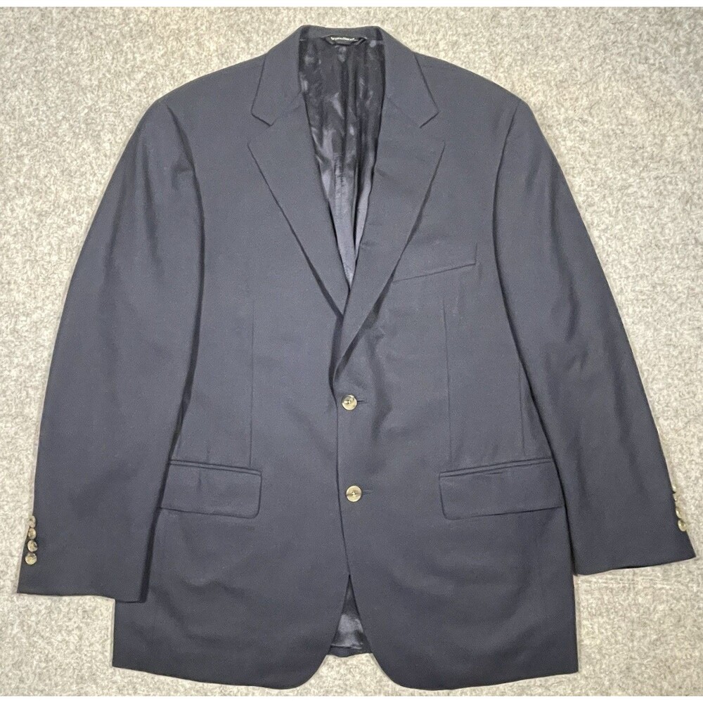 Samuelsohn SB Greenwich Sport Coat Mens 42 Reg Navy Blue Wool Woven in Italy